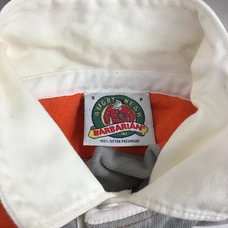 古着 USED カットソー 長袖 長袖カットソー 長袖ポロシャツ カラーシャツ S ボーダー柄 灰 / グレー / X 橙 / オレンジ /  メンズ USED 古着 中古 10126866