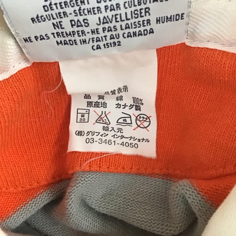 古着 USED カットソー 長袖 長袖カットソー 長袖ポロシャツ カラーシャツ S ボーダー柄 灰 / グレー / X 橙 / オレンジ /  メンズ USED 古着 中古 10126866