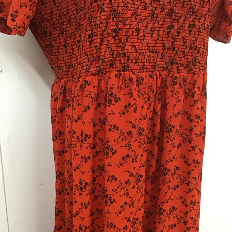 ザラ ZARA ワンピース ロングスカート 半袖ロングワンピース フレアスカート ウエスト切り替え L プリント 赤 / レッド /  レディース USED 古着 中古 10126875
