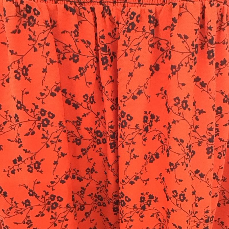 ザラ ZARA ワンピース ロングスカート 半袖ロングワンピース フレアスカート ウエスト切り替え L プリント 赤 / レッド /  レディース USED 古着 中古 10126875