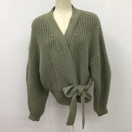ザラ ZARA カーディガン 長袖 長袖カーディガン ニットカーデガン 前開き L 無地 カーキ / カーキ /  レディース USED 古着 中古 10126912