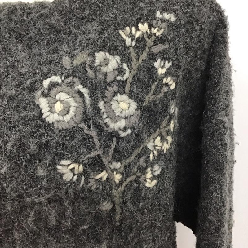スタディオクリップ studio CLIP ニット、セーター 長袖 長袖ニットカットソー クルーネック セーター L 刺繍 灰 / グレー /  レディース USED 古着 中古 10126914