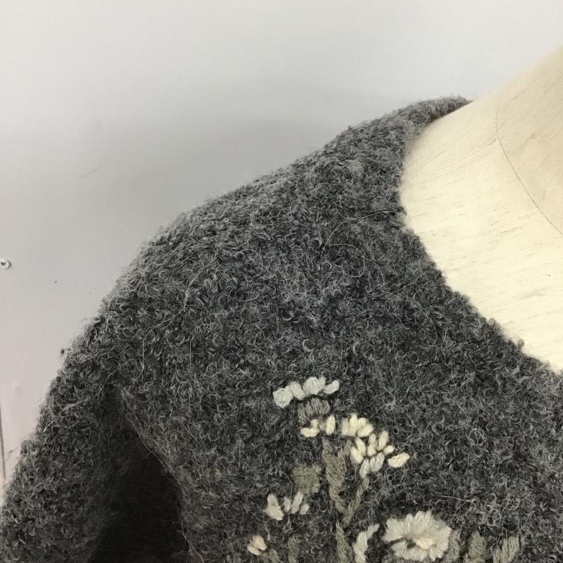 スタディオクリップ studio CLIP ニット、セーター 長袖 長袖ニットカットソー クルーネック セーター L 刺繍 灰 / グレー /  レディース USED 古着 中古 10126914