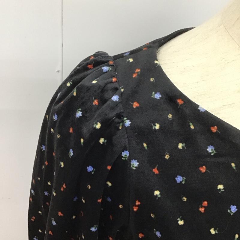 ダズリン dazzlin ワンピース ミニスカート 長袖ワンピース スウェード Vネック S 花柄 黒 / ブラック /  レディース USED 古着 中古 10126915