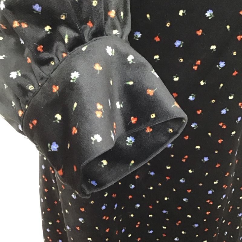 ダズリン dazzlin ワンピース ミニスカート 長袖ワンピース スウェード Vネック S 花柄 黒 / ブラック /  レディース USED 古着 中古 10126915