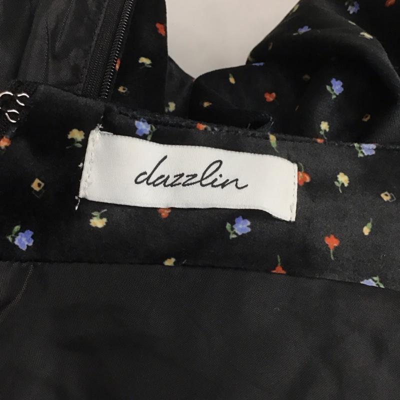 ダズリン dazzlin ワンピース ミニスカート 長袖ワンピース スウェード Vネック S 花柄 黒 / ブラック /  レディース USED 古着 中古 10126915