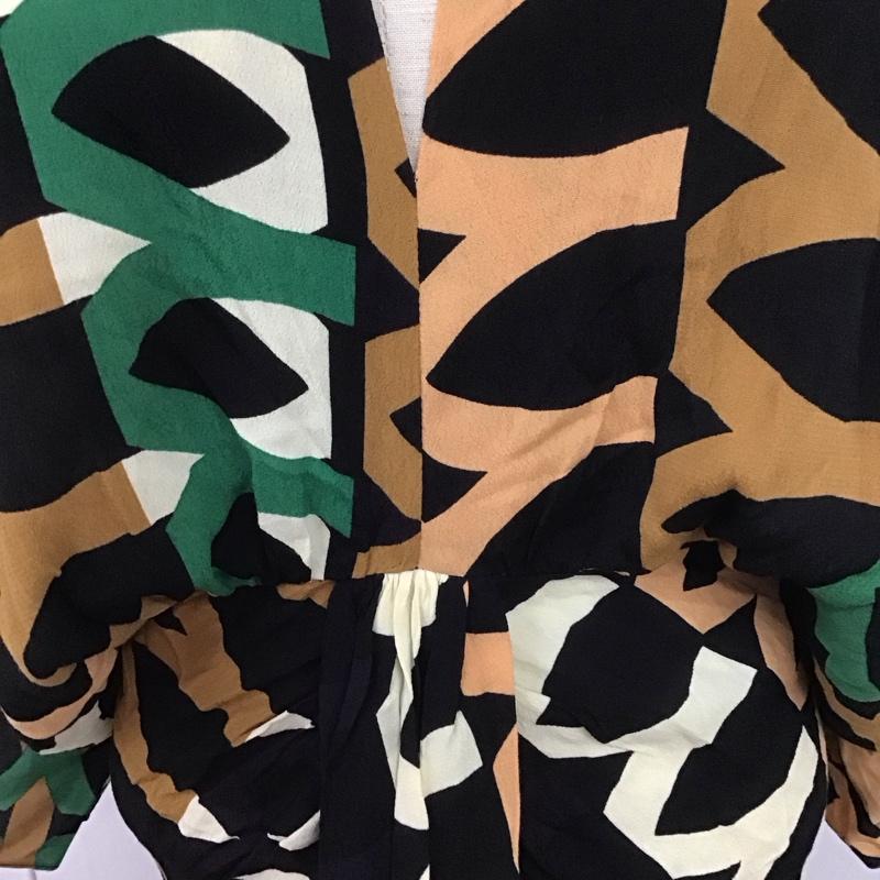 ザラ ZARA ワンピース ひざ丈スカート 半袖ワンピース ロングワンピース シャツワンピース Vネック S プリント マルチカラー / マルチカラー /  レディース USED 古着 中古 10126916
