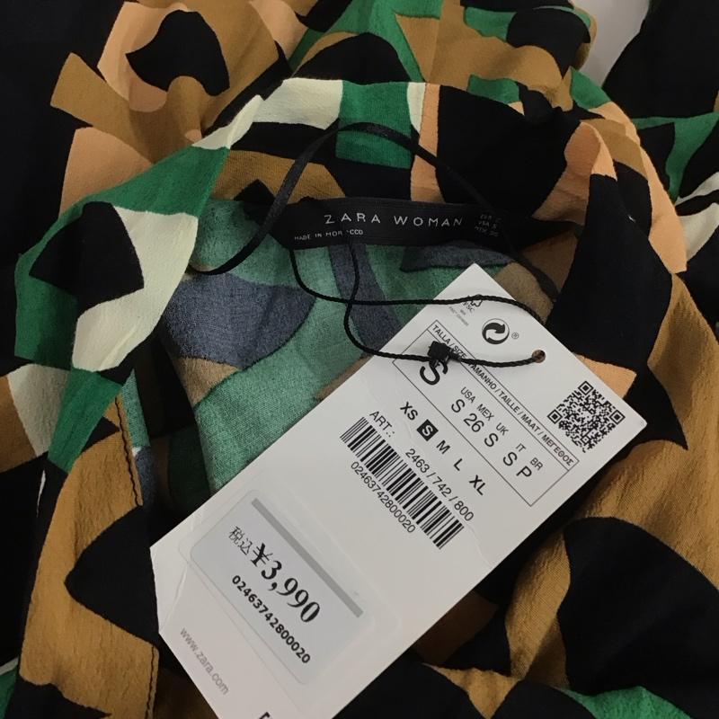 ザラ ZARA ワンピース ひざ丈スカート 半袖ワンピース ロングワンピース シャツワンピース Vネック S プリント マルチカラー / マルチカラー /  レディース USED 古着 中古 10126916