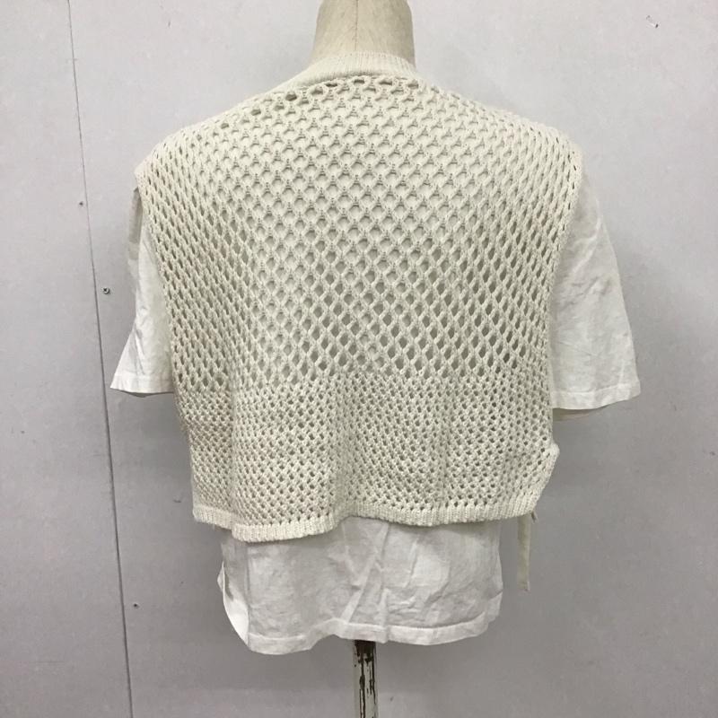ザラ ZARA カットソー 半袖 半袖カットソー クルーネックカットソー ニットベスト 2点セット L 無地 白 / ホワイト /  レディース USED 古着 中古 10126917