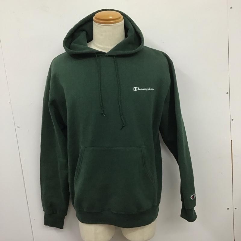 チャンピオン Champion パーカー 長袖 長袖パーカー プルオーバーパーカー スウェット M ロゴ、文字 緑 / グリーン /  メンズ USED 古着 中古 10126925