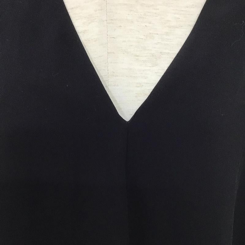 ザラ ZARA ワンピース ひざ丈スカート 半袖ワンピース Vネックワンピース パフスリーブ M 無地 黒 / ブラック /  レディース USED 古着 中古 10126928