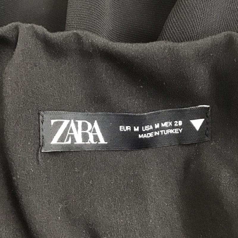 ザラ ZARA ワンピース ひざ丈スカート 半袖ワンピース Vネックワンピース パフスリーブ M 無地 黒 / ブラック /  レディース USED 古着 中古 10126928