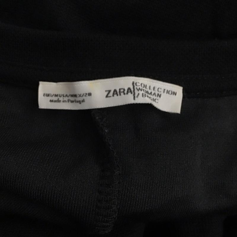 ザラ ZARA ワンピース ひざ丈スカート 半袖ワンピース フレアスカート クルーネック M 無地 黒 / ブラック /  レディース USED 古着 中古 10126930