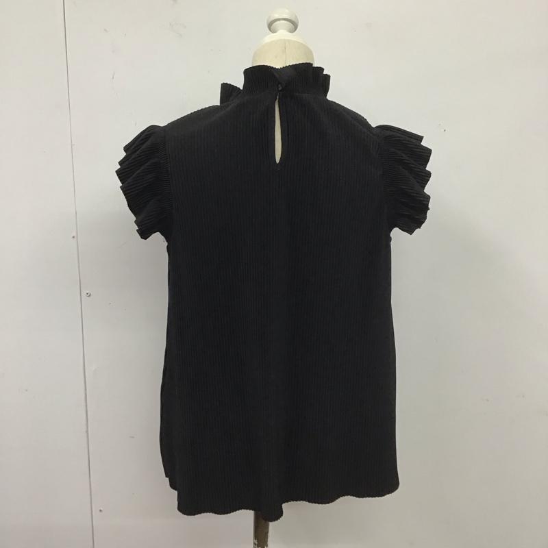 ザラ ZARA カットソー 半袖 ノースリーブカットソー スタンドネック プルオーバー S 無地 黒 / ブラック /  レディース USED 古着 中古 10126937