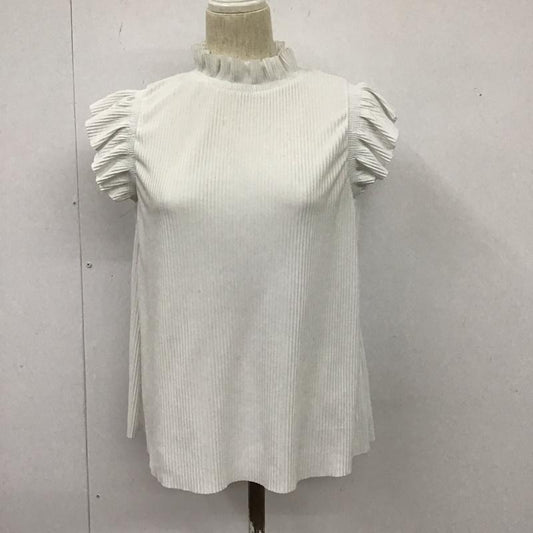 ザラ ZARA カットソー 半袖 ノースリーブカットソー スタンドネック プルオーバー S 無地 白 / ホワイト /  レディース USED 古着 中古 10126938