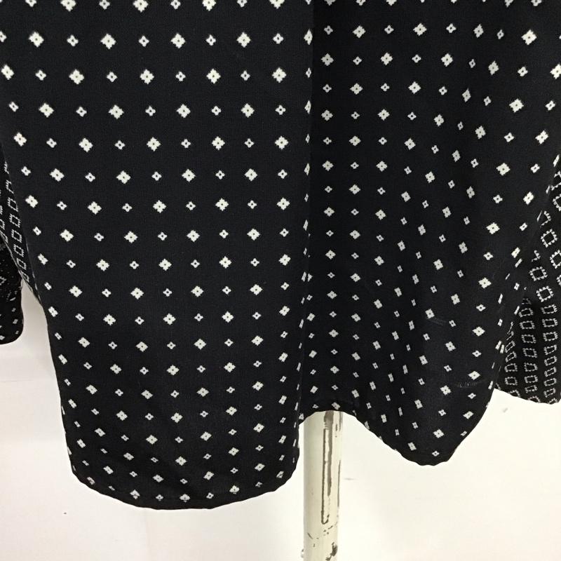 ザラベーシック ZARA BASIC シャツ、ブラウス 長袖 長袖シャツ 総柄シャツ ノーカラーシャツ Vネック L プリント 黒 / ブラック /  レディース USED 古着 中古 10126942