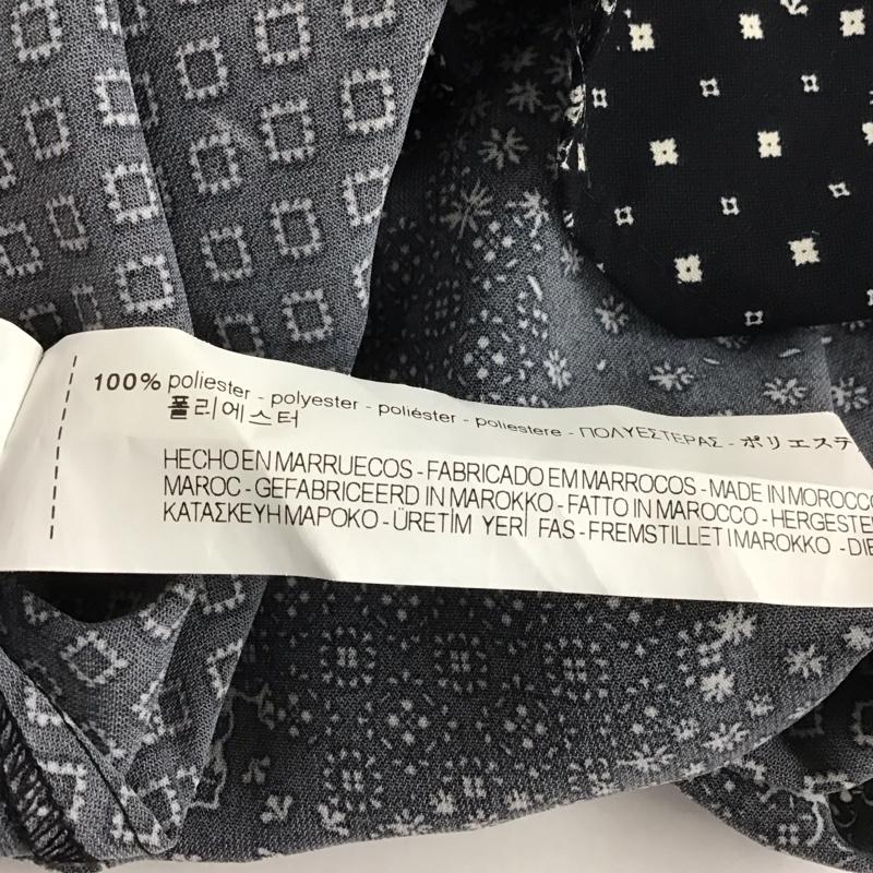 ザラベーシック ZARA BASIC シャツ、ブラウス 長袖 長袖シャツ 総柄シャツ ノーカラーシャツ Vネック L プリント 黒 / ブラック /  レディース USED 古着 中古 10126942