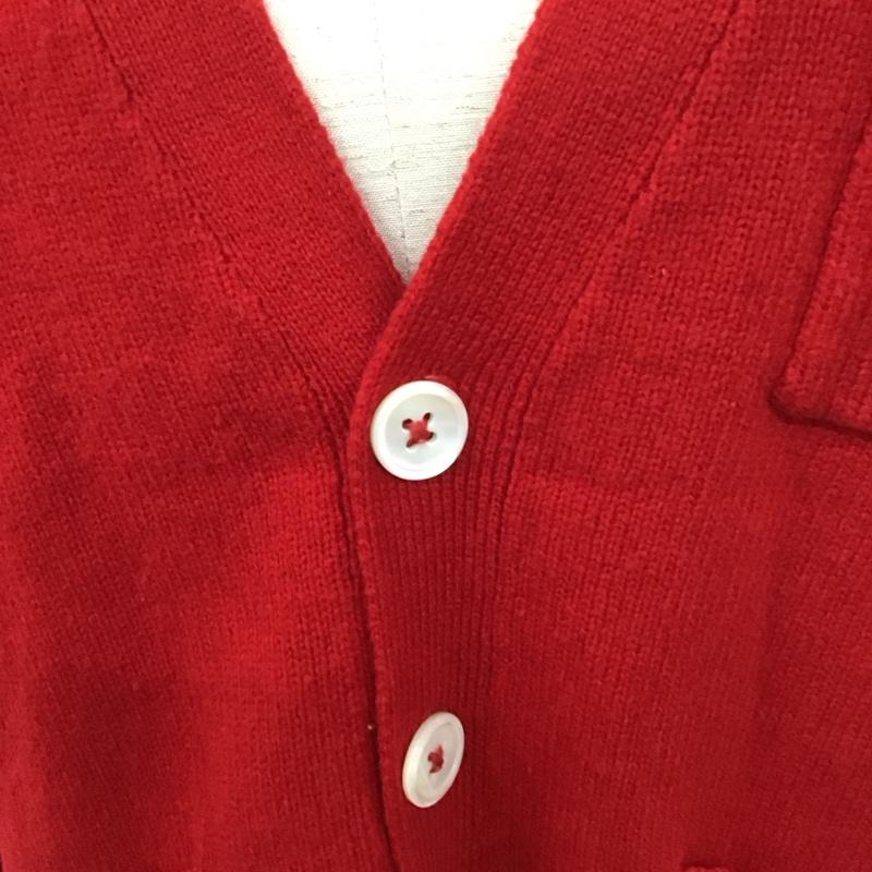 ラルフローレン RALPHLAUREN カーディガン 長袖 長袖ニットカーディガン 前ボタン ノーカラー M 無地 赤 / レッド /  レディース USED 古着 中古 10126943