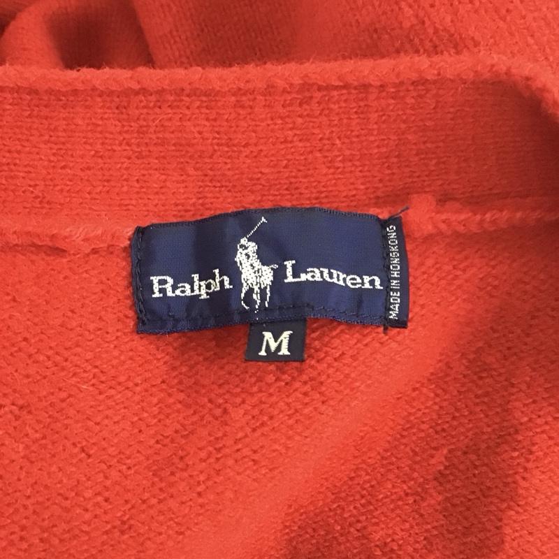 ラルフローレン RALPHLAUREN カーディガン 長袖 長袖ニットカーディガン 前ボタン ノーカラー M 無地 赤 / レッド /  レディース USED 古着 中古 10126943