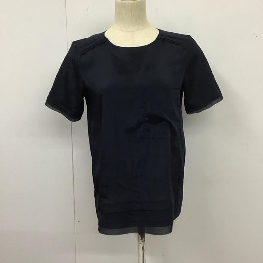 ザラベーシック ZARA BASIC シャツ、ブラウス 半袖 半袖シャツ ノーカラーシャツ クルーネック XS 無地 紺 / ネイビー /  レディース USED 古着 中古 10126948