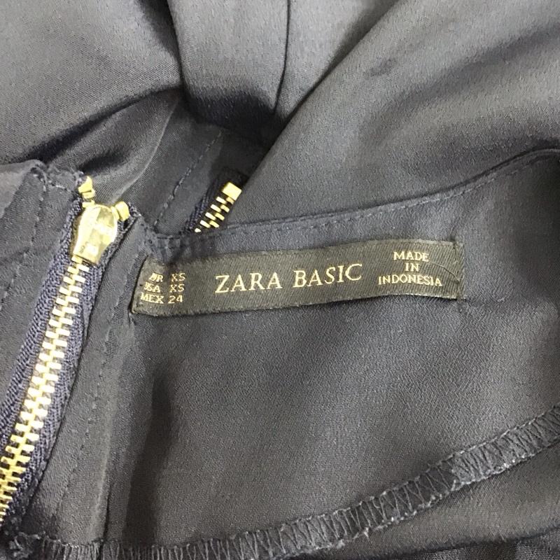 ザラベーシック ZARA BASIC シャツ、ブラウス 半袖 半袖シャツ ノーカラーシャツ クルーネック XS 無地 紺 / ネイビー /  レディース USED 古着 中古 10126948