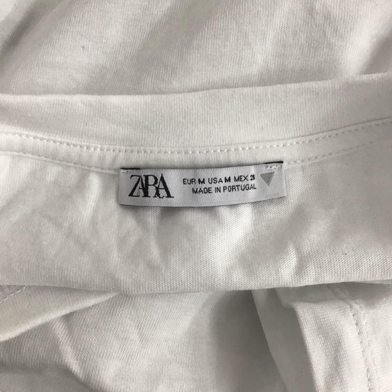 ザラ ZARA Tシャツ 半袖 半袖カットソー プリントTシャツ クルーネックカットソー M ロゴ、文字 白 / ホワイト /  レディース USED 古着 中古 10126950