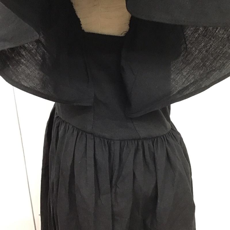 ザラ ZARA ワンピース ロングスカート 半袖ロングワンピース フレアスカート ウエスト切り替え M 無地 黒 / ブラック /  レディース USED 古着 中古 10126958