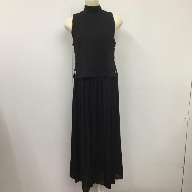ザラ ZARA ワンピース ロングスカート ノースリーブロングワンピース スタンドネック ウエスト切り替え XS 無地 黒 / ブラック /  レディース USED 古着 中古 10126959