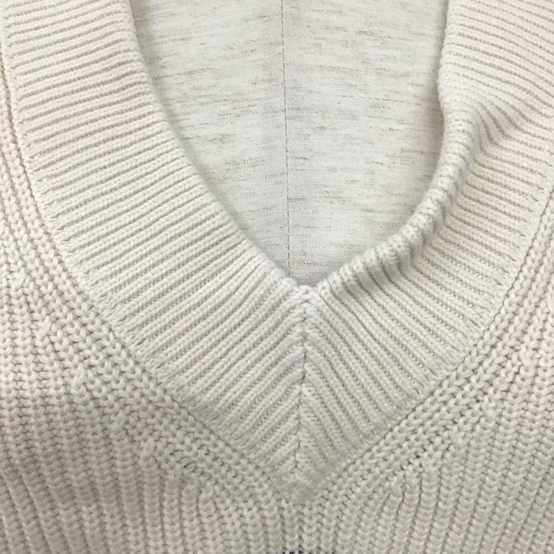 ザラ ZARA ニット、セーター 長袖 長袖ニットカットソー Vネック セーター M ボーダー柄 白 / ホワイト / X 黒 / ブラック /  レディース USED 古着 中古 10126968