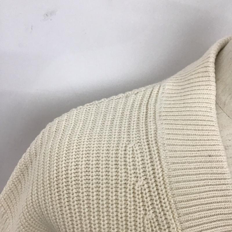 ザラ ZARA ニット、セーター 長袖 長袖ニットカットソー Vネック セーター M ボーダー柄 白 / ホワイト / X 黒 / ブラック /  レディース USED 古着 中古 10126968