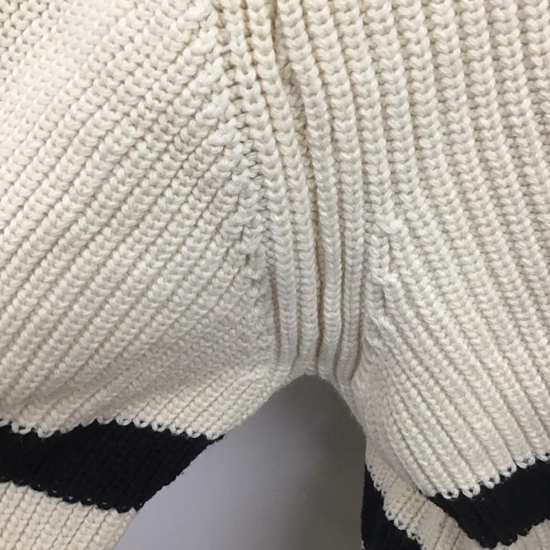 ザラ ZARA ニット、セーター 長袖 長袖ニットカットソー Vネック セーター M ボーダー柄 白 / ホワイト / X 黒 / ブラック /  レディース USED 古着 中古 10126968