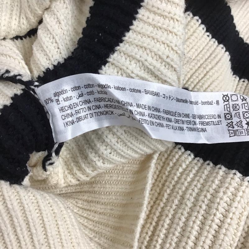 ザラ ZARA ニット、セーター 長袖 長袖ニットカットソー Vネック セーター M ボーダー柄 白 / ホワイト / X 黒 / ブラック /  レディース USED 古着 中古 10126968
