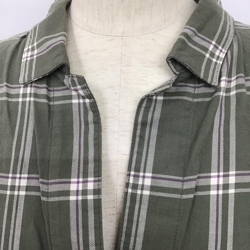 ローリーズファーム LOWRYS FARM シャツ、ブラウス 長袖 長袖シャツ チェックシャツ カラーシャツ Vネックシャツ FREE チェック カーキ / カーキ /  レディース USED 古着 中古 10126991