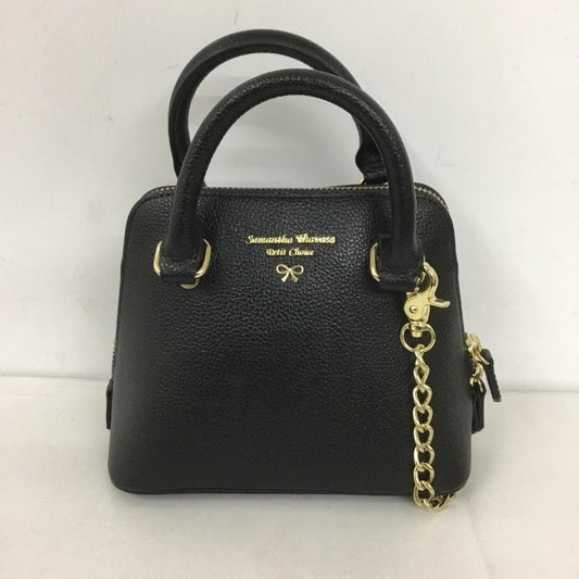 サマンサタバサ プチチョイス Samantha Thavasa Petit Choice ハンドバッグ ハンドバッグ ショルダーバッグ 2way ミニバッグ ロゴ、文字 黒 / ブラック / X 金 / ゴールド /  レディース USED 古着 中古 10127000