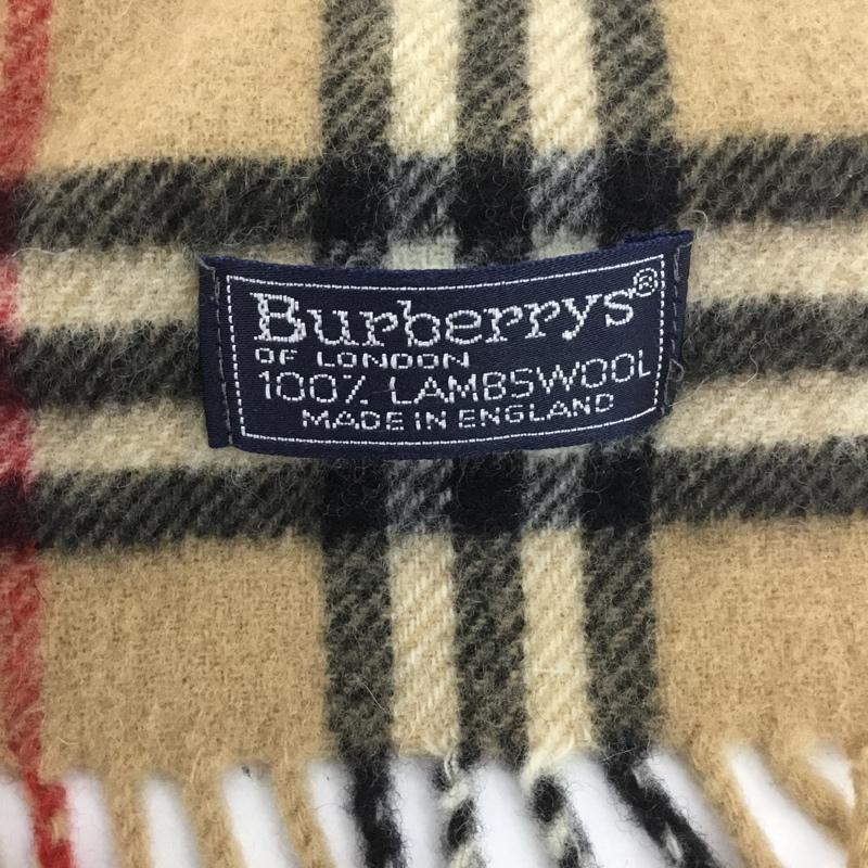 バーバリーズ BURBERRYS マフラー マフラー フリンジ ウール チェック 黒 / ブラック / X 白 / ホワイト / X 赤 / レッド / X キャメル / キャメル /  メンズ USED 古着 中古 10127055