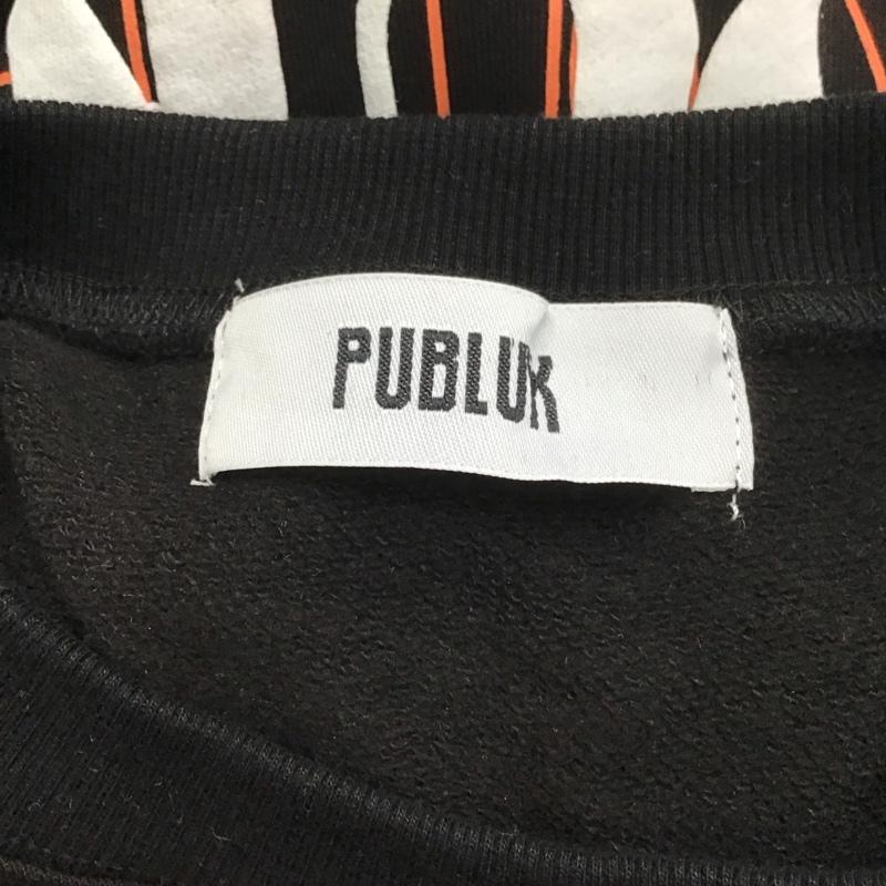 パブリュクス PUBLUX トレーナー 長袖 長袖トレーナー スウェット クルーネック プルオーバー L ロゴ、文字 黒 / ブラック /  メンズ USED 古着 中古 10127085