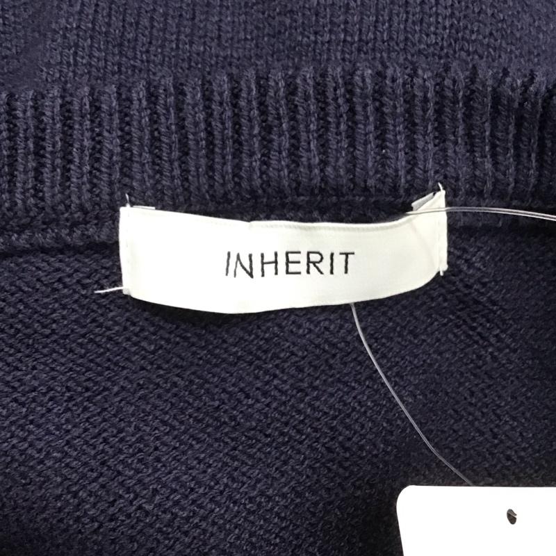 インヘリット INHERIT ニット、セーター 長袖 長袖ニットカットソー クルーネック セーター L ロゴ、文字 紺 / ネイビー /  メンズ USED 古着 中古 10127087