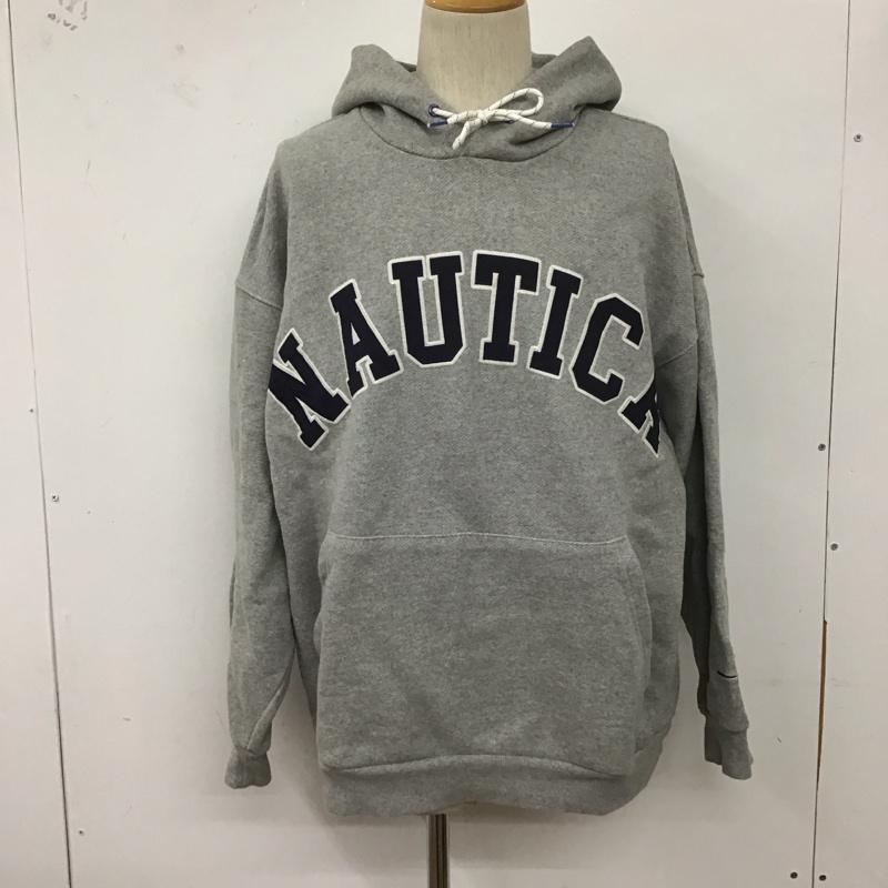 ノーティカ NAUTICA パーカー 長袖 長袖パーカー プルオーバーパーカー スウェット L ロゴ、文字 灰 / グレー /  メンズ USED 古着 中古 10127155