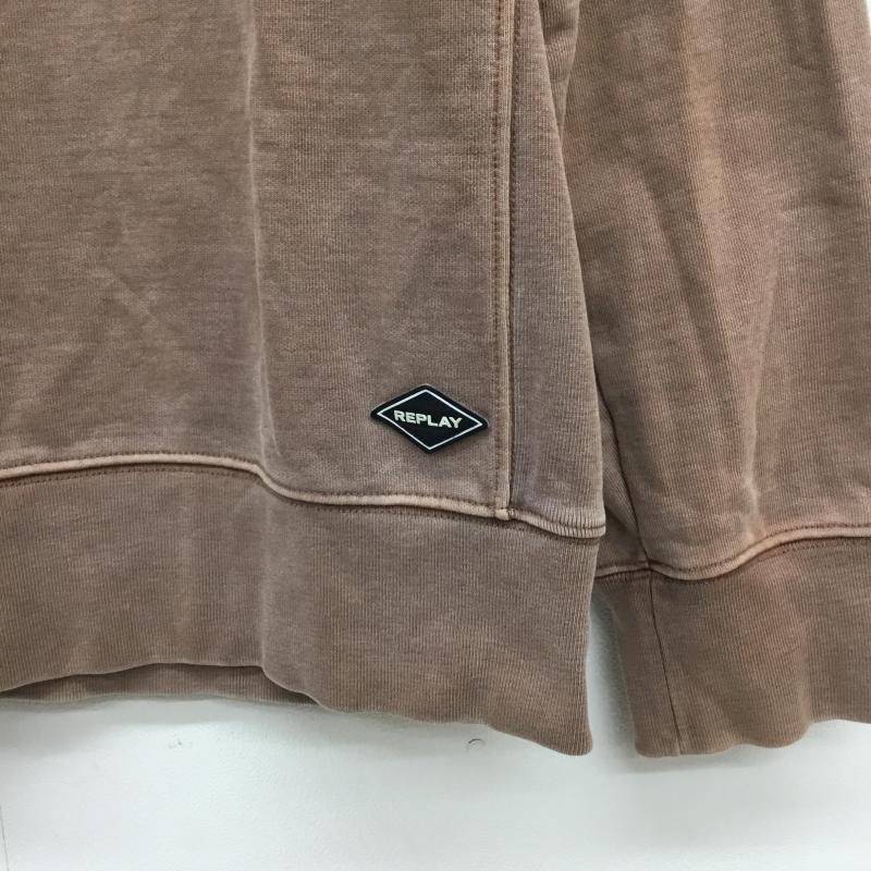 リプレイ REPLAY トレーナー 長袖 REPLAY CREWNECK COTTON SWEAT XL ワンポイント 茶 / ブラウン /  メンズ USED 古着 中古 10127164