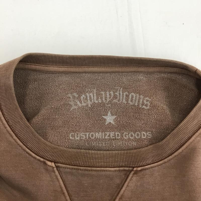 リプレイ REPLAY トレーナー 長袖 REPLAY CREWNECK COTTON SWEAT XL ワンポイント 茶 / ブラウン /  メンズ USED 古着 中古 10127164