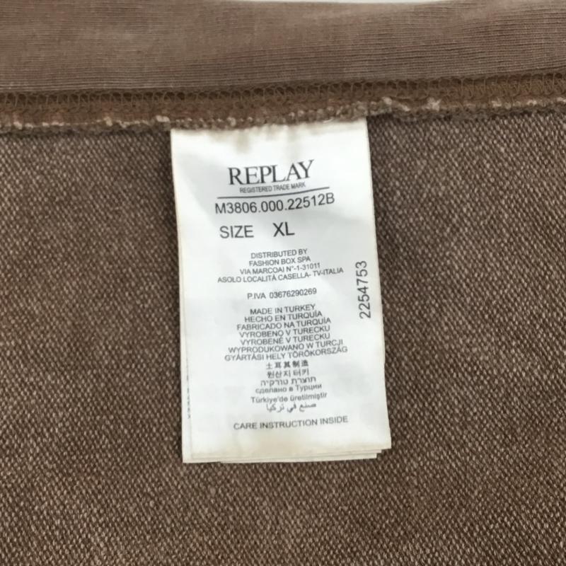 リプレイ REPLAY トレーナー 長袖 REPLAY CREWNECK COTTON SWEAT XL ワンポイント 茶 / ブラウン /  メンズ USED 古着 中古 10127164