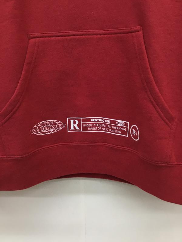 ハフ HUF パーカー 長袖 HUF プルオーバーパーカー L プリント 赤 / レッド /  メンズ USED 古着 中古 10127172