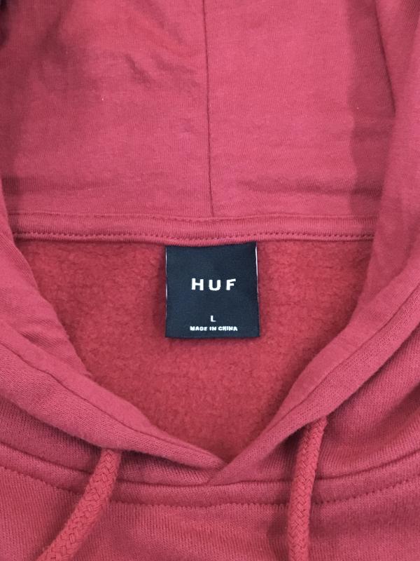 ハフ HUF パーカー 長袖 HUF プルオーバーパーカー L プリント 赤 / レッド /  メンズ USED 古着 中古 10127172