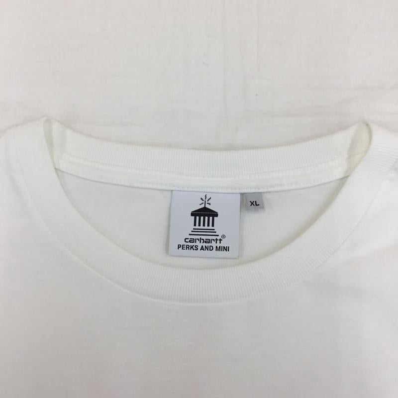 カーハート Carhartt カットソー 長袖 PAM Radio Club Athens XL ロゴ、文字 X プリント 白 / ホワイト / X 桃 / ピンク /  メンズ USED 古着 中古 10127276
