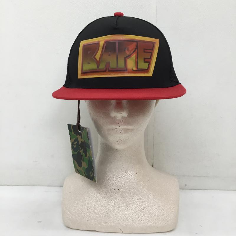アベイシングエイプ A BATHING APE 帽子 キャップ メッシュキャップ　001CP1201004F FREE ロゴ、文字 黒 / ブラック / X 赤 / レッド /  メンズ USED 古着 中古 10127286