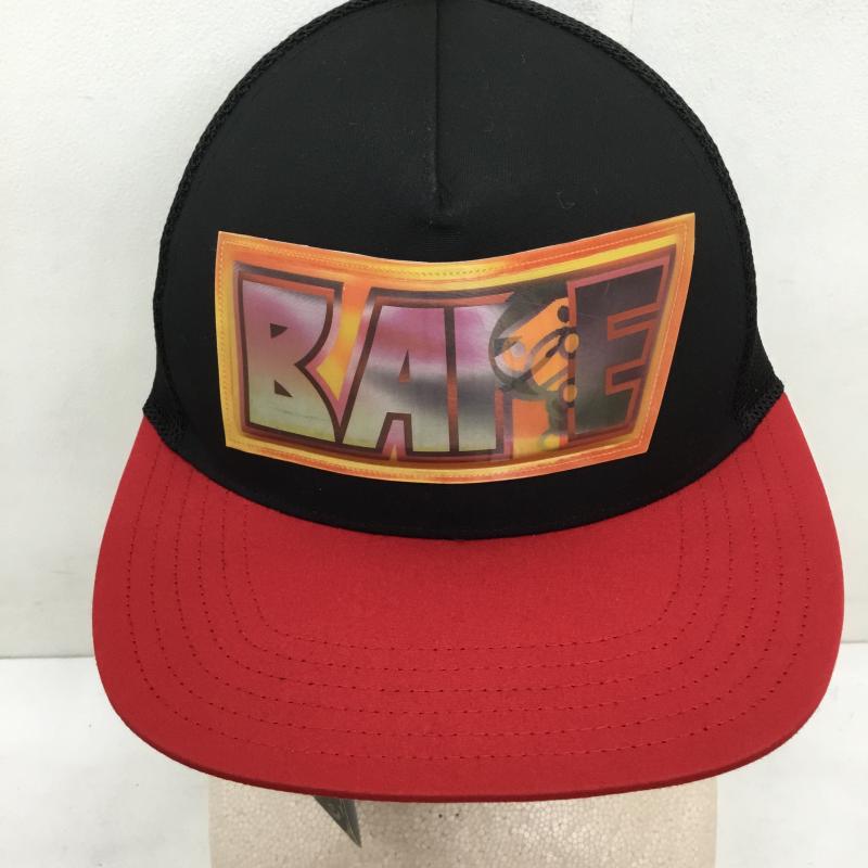 アベイシングエイプ A BATHING APE 帽子 キャップ メッシュキャップ　001CP1201004F FREE ロゴ、文字 黒 / ブラック / X 赤 / レッド /  メンズ USED 古着 中古 10127286