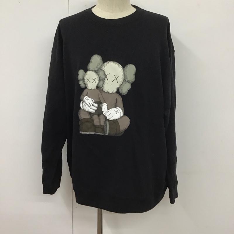 ユニクロ UNIQLO トレーナー 長袖 長袖トレーナー スウェット クルーネック プルオーバー XXL プリント 黒 / ブラック /  メンズ USED 古着 中古 10127294