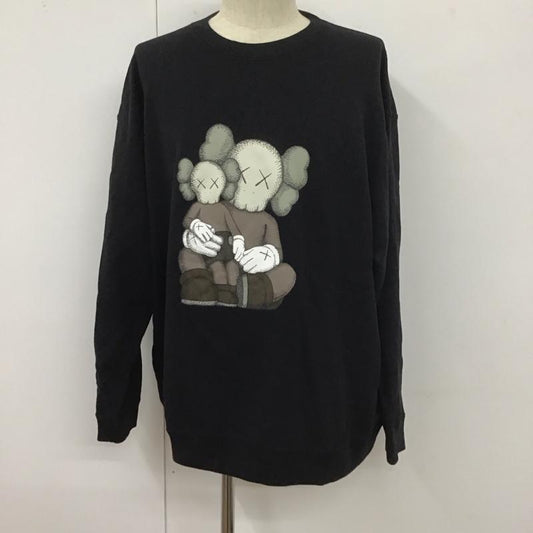 ユニクロ UNIQLO トレーナー 長袖 長袖トレーナー スウェット クルーネック プルオーバー XXL プリント 黒 / ブラック /  メンズ USED 古着 中古 10127294