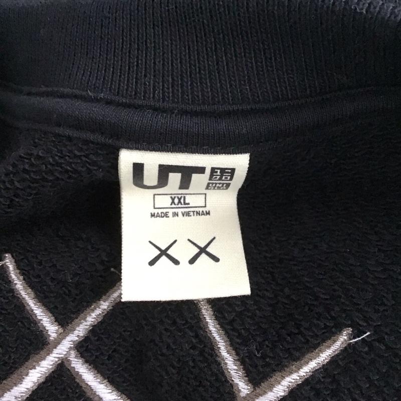 ユニクロ UNIQLO トレーナー 長袖 長袖トレーナー スウェット クルーネック プルオーバー XXL プリント 黒 / ブラック /  メンズ USED 古着 中古 10127294