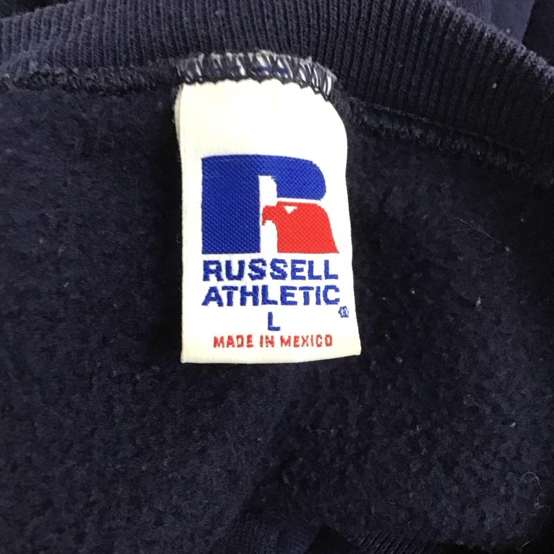 ラッセルアスレティック Russell Athletic トレーナー 長袖 長袖トレーナー スウェット クルーネック プルオーバー L ロゴ、文字 紺 / ネイビー /  メンズ USED 古着 中古 10127326